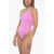 THE ATTICO One Shoulder One-Piece Swimsuit Pink