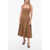 Khaite Cotton Blend Flared Dress With Halter Neck Brown