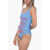 Ganni Printed One-Piece Swimsuit Blue