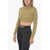 Palm Angels Crew Neck Crop Lurex Sweater With Ton Sur Ton Embroideries Gold