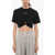 Palm Angels Solid Color Crop T-Shirt With Cut-Out Detail Black