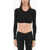 Palm Angels Long Sleeved Ribbed Cropped T-Shirt Black