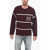 Palm Angels Wool Blend Monogram Crewneck Sweater Burgundy