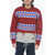 DSQUARED2 Jacquard Hybrid Canadian Sweater With Distressed Detail Red