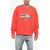 Palm Angels Crew Neck White Shark Sweatshirt With Terry Patch Red