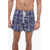 CORNELIANI Abstract-Patterned Boxer Swimshort Blue