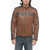 Diesel Leather L-Muse Padded Jacket With Vintage Effect Brown