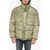 Diesel W-Rolffus Down Jacket With Trompe L' Oeil Print Green