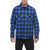 Off-White Flannel Shirt With Check Pattern Blue