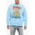 Palm Angels Brushed Cotton Rainbow Crewneck Sweatshirt Light Blue