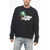 Palm Angels Brushed Cotton Crewneck Sketchy Printed Sweatshirt Black