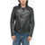 Off-White Leather Arrow Biker Jacket With Rear Graphic Print Black