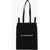 Maison Margiela Mm6 Solid Color Shopper Bag With Contrasting Logo Black