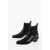 Off-White Leather Western Booties With Shiny Heel 5Cm Black