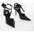 Off-White Leather Slingbacks With Patent Detail Black