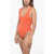 Tory Burch Pudded Cups Swimsuit With Logoed Belt Orange