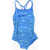 Nike Swim All-Over Logo Nylon Stretch One Piece Swimsuit Blue