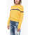 DSQUARED2 Crew Neck Virgin Wool Sweater With Embroidered Logo Yellow