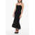 Off-White Slip Dress With Ruffled Hem Black