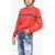 DSQUARED2 Crew Neck Virgin Wool Sweater With Embroidered Logo Red