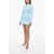 Off-White Pleated Mini Dress With Eyelets Detailing Light Blue