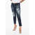 DSQUARED2 Cropped Jennifer Fit Denims With Distressed Details 14Cm Blue