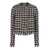 forte_forte Beige And Blue Single-Breasted Jacket With Large Houndstooth Motif In Tweed Woman MULTICOLOR