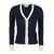 Thom Browne Blue Cardigan With Contrasting Trim In Wool Woman BLUE