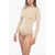 Diesel Brilly Turtleneck Bodysuit With Rhinestoned Detail Beige