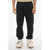 Off-White Seasonal Cotton Casual Pants With Elastic Waistband Black