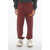 Off-White Brushed Cotton Joggers With Drawstring Waist Burgundy