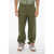 Marcelo Burlon Cotton Wide Leg Pants With Logo-Button Green