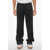 Off-White Cotton Blend Joggers With Contrast Side Band Black