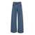 THE ATTICO Blue Wide Jeans With Double Waistline In Denim Woman BLUE