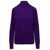 Allude Violet Mockneck Sweater With Ribbed Trim In Cashmere Woman Purple