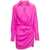 GAUGE81 'Naha' Draped Shirt Mini Hot Pink Dress In Silk Woman Gauge81 Purple