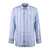 ETRO Etro Light Blue Linen Striped Shirt With Logo Blue