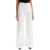 Pinko Wide Leg Twill Trousers In Italian BIANCO-BIANCANEVE