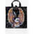 Maison Margiela Mm6 Leather Tote Bag With Front Maxi Print Black