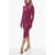 THE ANDAMANE Long-Sleeved Velvet Draped Dress Pink