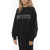 ROTATE Birger Christensen Fleeced Cotton Crew-Neck Sweatshirt With Rhinestone Embellis Black