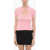 COURRÈGES Solid Color Crew-Neck T-Shirt With Cut-Out Detail Pink