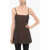 COURRÈGES Solid Color Satin Flared Dress Brown