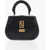 Versace Greca Goddess Leather Logoed Bag With Removable Shoulder Str Black