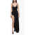 DAVID KOMA Asymmetric Design Maxi Dress With Mesh Detail Black