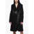 Off-White Wool Blended Flared Coat With Leather Belt Black