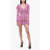 ROTATE Birger Christensen Jacquard Mini Dress With V-Neckline Pink