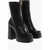 Versace Leather Platform Booties With Inner Zip 13Cm Black