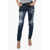 DSQUARED2 Paint Effect Skinny Fit Denims 15 Cm Blue