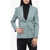 Off-White Formal Wool Blended Blazer With Waist Pleat Green